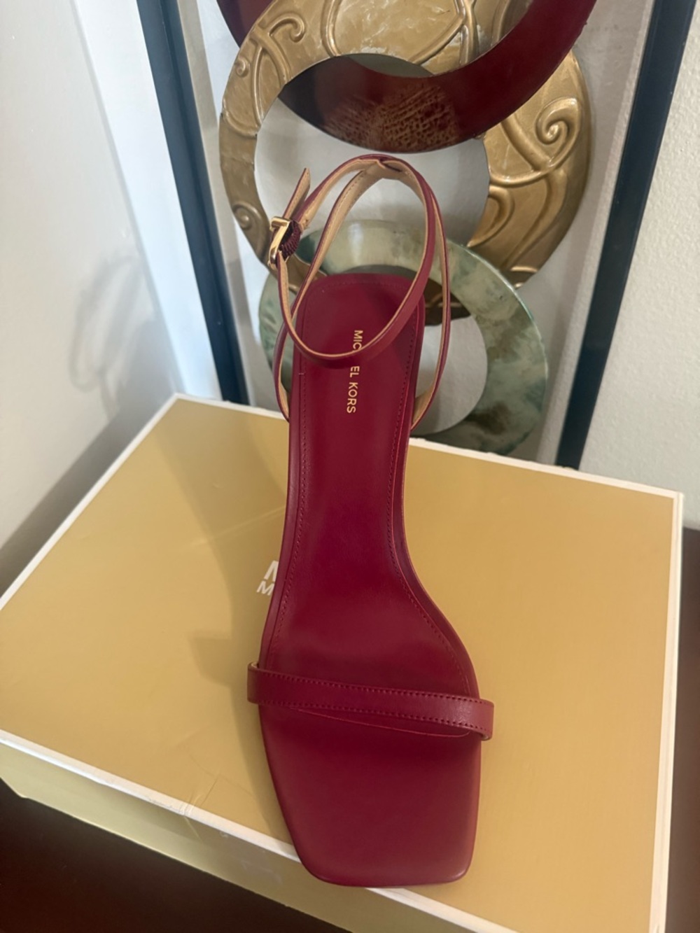 MICHAEL KORS Liana Tamano Red Slingback Heels with Gold-Tone Heel - Picture 8 of 10